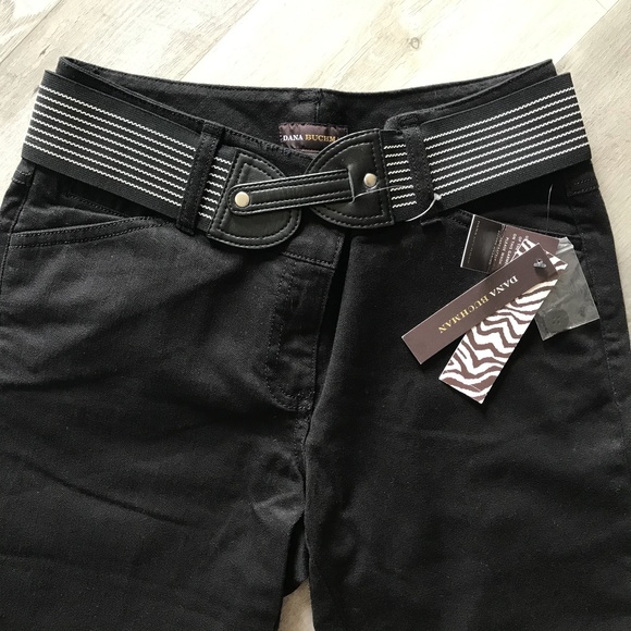 Dana Buchman sz 8 Black Capri Pants with Belt - Picture 2 of 9
